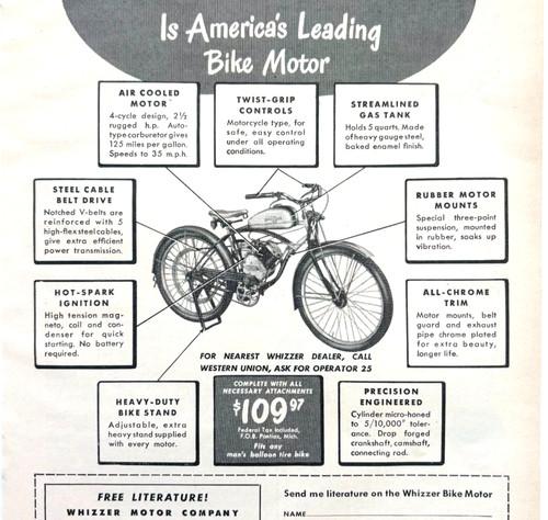1949 whizzer motor bike - whizzer,