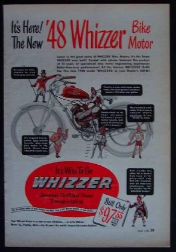 1948 whizzer bike motor engine - bike,