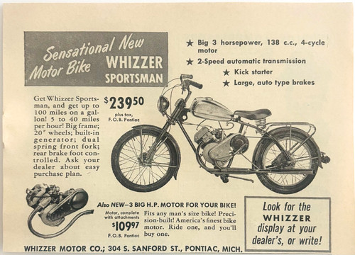 1950 whizzer sportsman motor - sportsman,